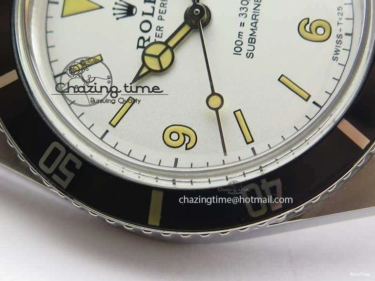 MiroTime 0421 ComfortFit Vintage 1680 Submariner No Date SS White Dial On SS Bracelet A 3855